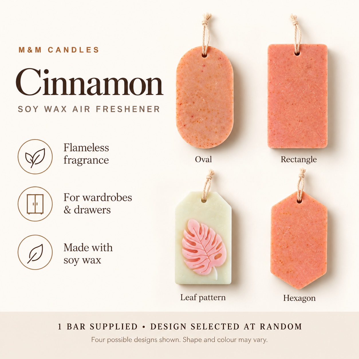 Cinnamon Soy Wax Air Freshener Bar by M&M Candles