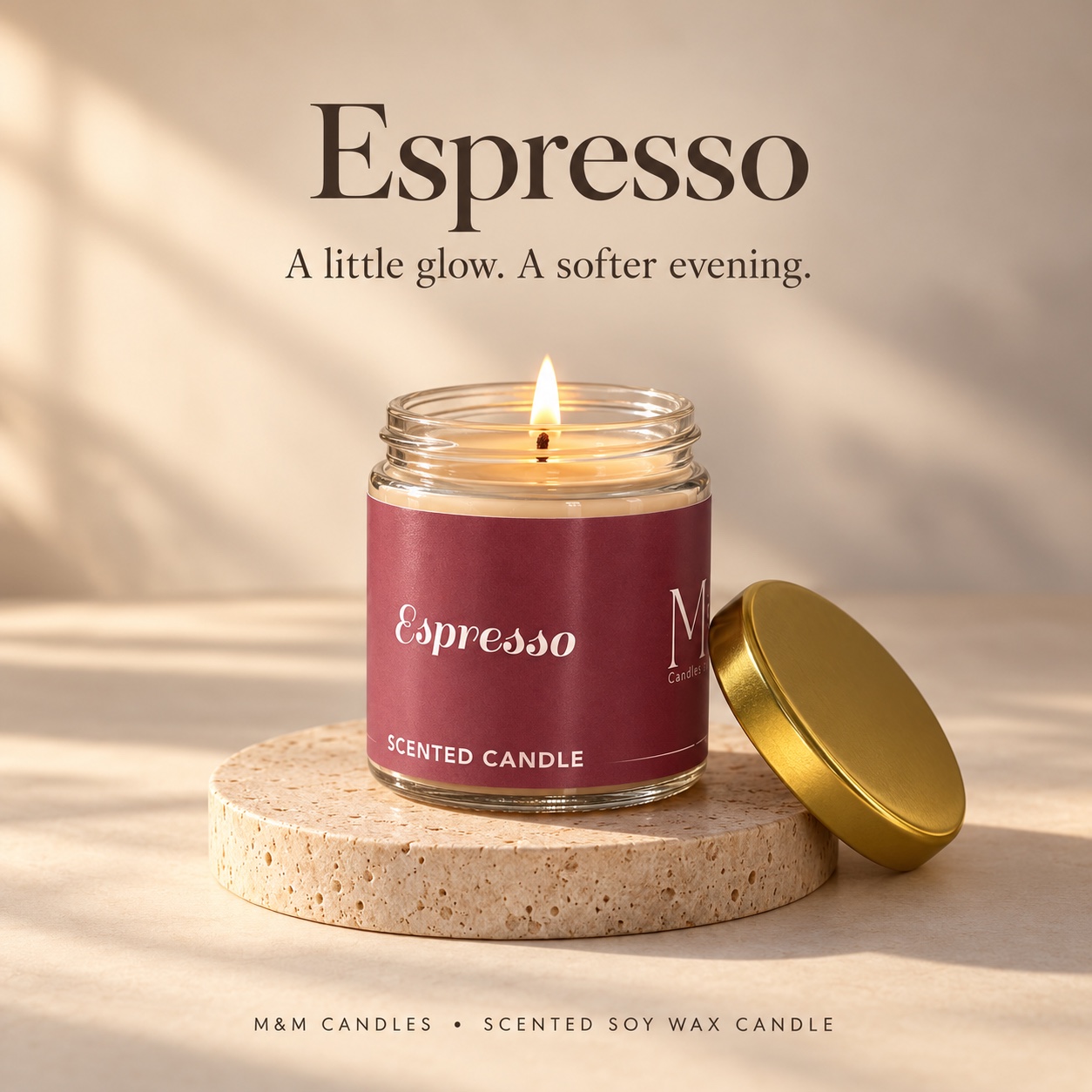 Espresso Scented Soy Wax Candle by M&M Candles