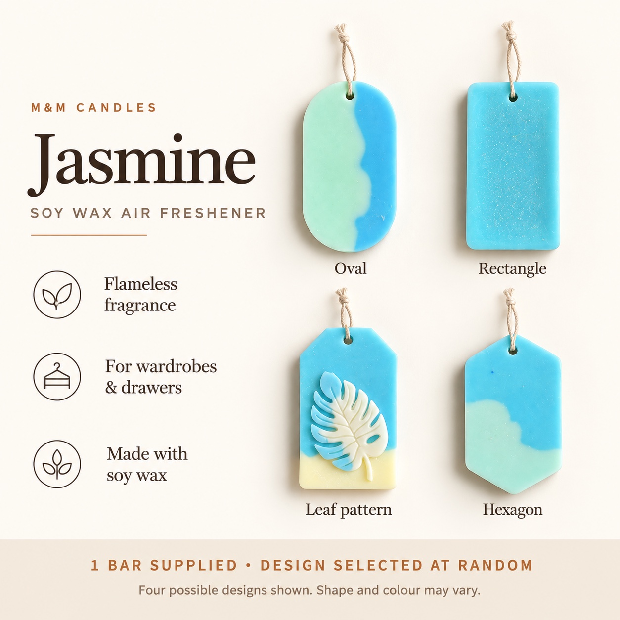 Jasmine Soy Wax Air Freshener Bar by M&M Candles