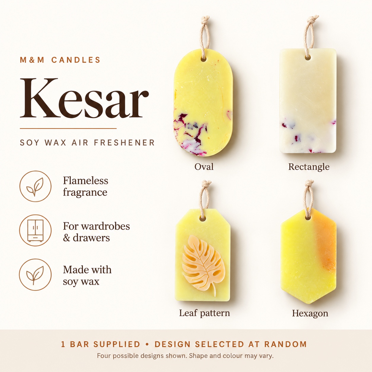 Kesar Soy Wax Air Freshener Bar by M&M Candles