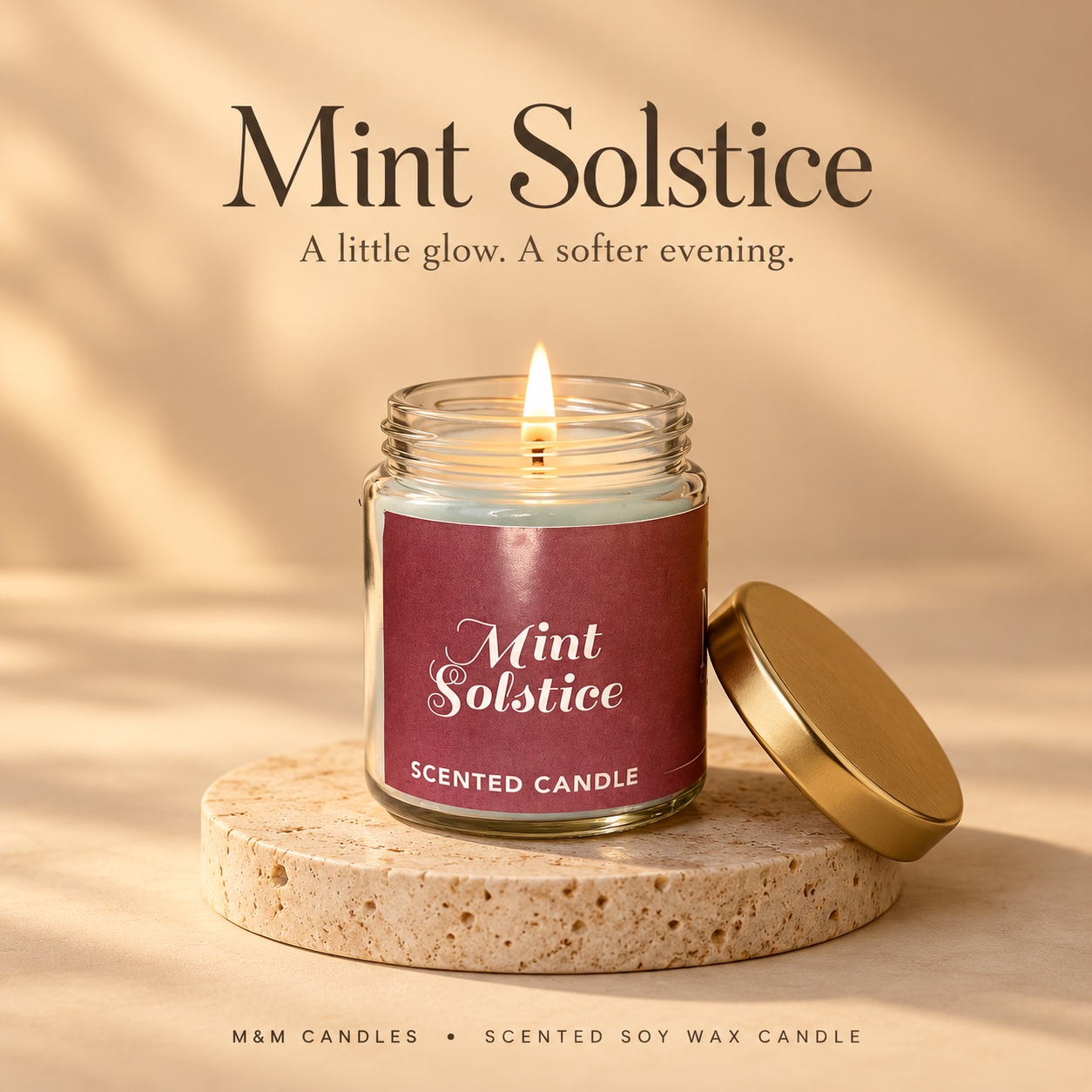 Mint Solictice Scented Soy Wax Candle by M&M Candles