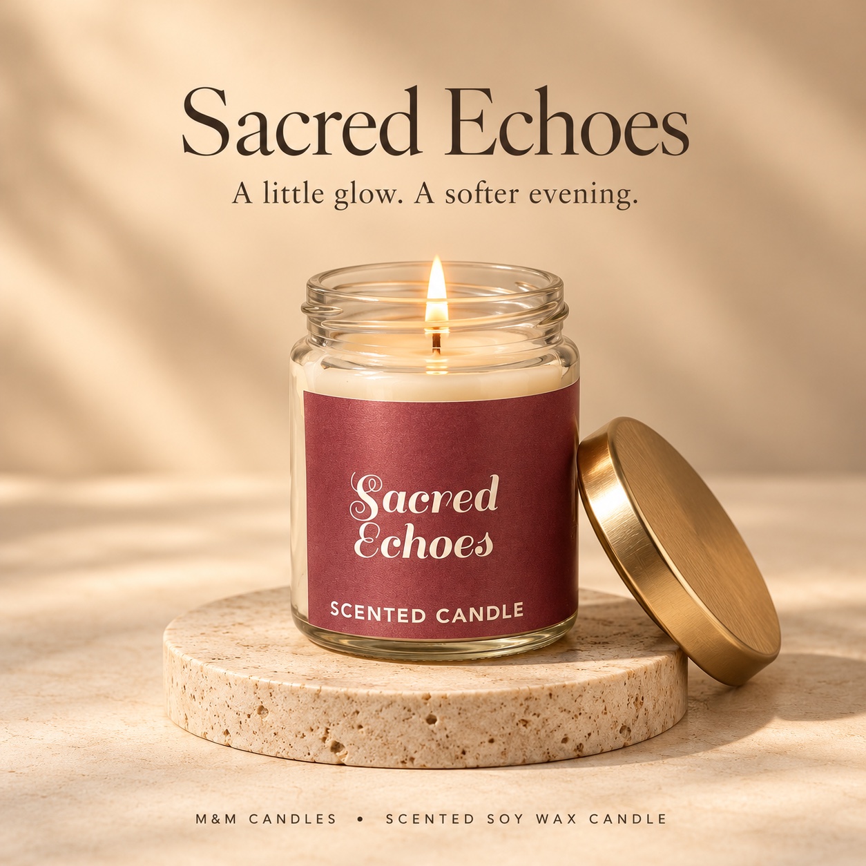 Sacred Echoes Scented Soy Wax Candle by M&M Candles