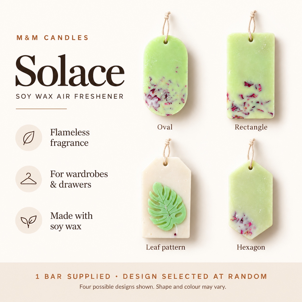 Solace Soy Wax Air Freshener Bar by M&M Candles